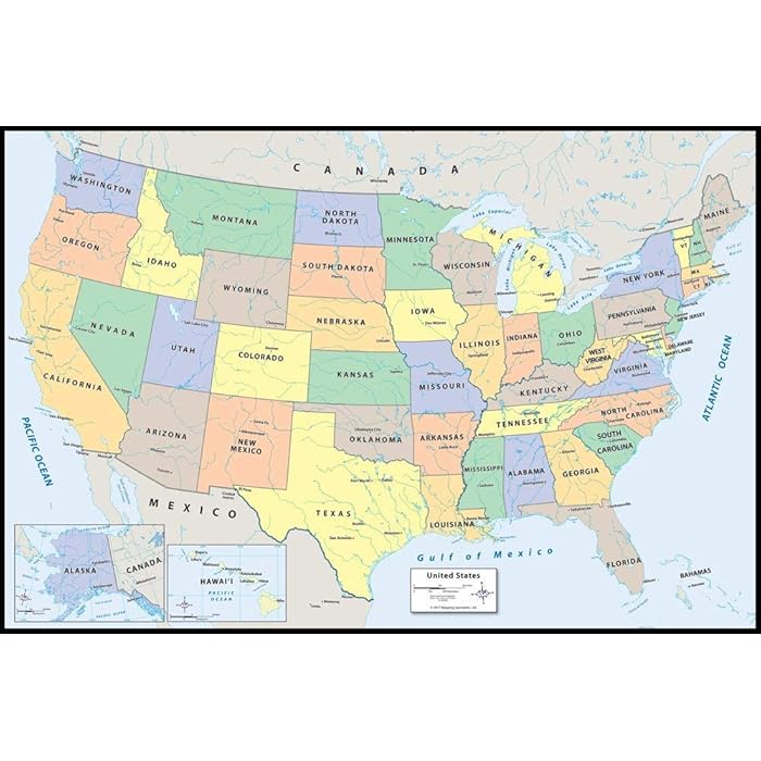 Buy Dry Erase United States Map Peel & Stick US Wall Map, 12" x 18", by