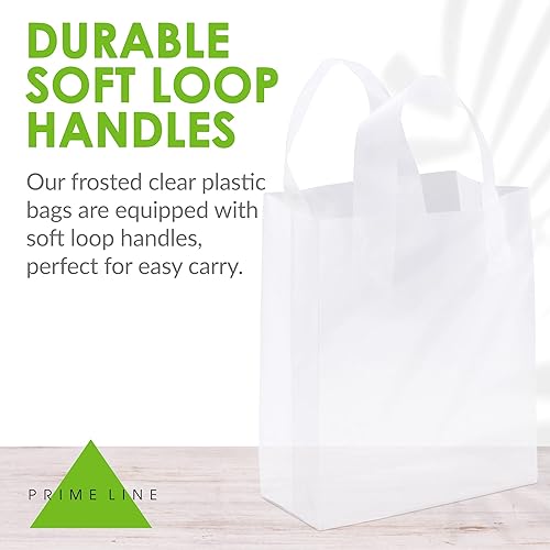 Miniatura 7 de Prime Line Packaging - Paquete de 100 bolsas de plástico de 8 x 4 x 10 pulgadas pequeñas bolsas de regalo bolsas de compras para pequeñas empresas