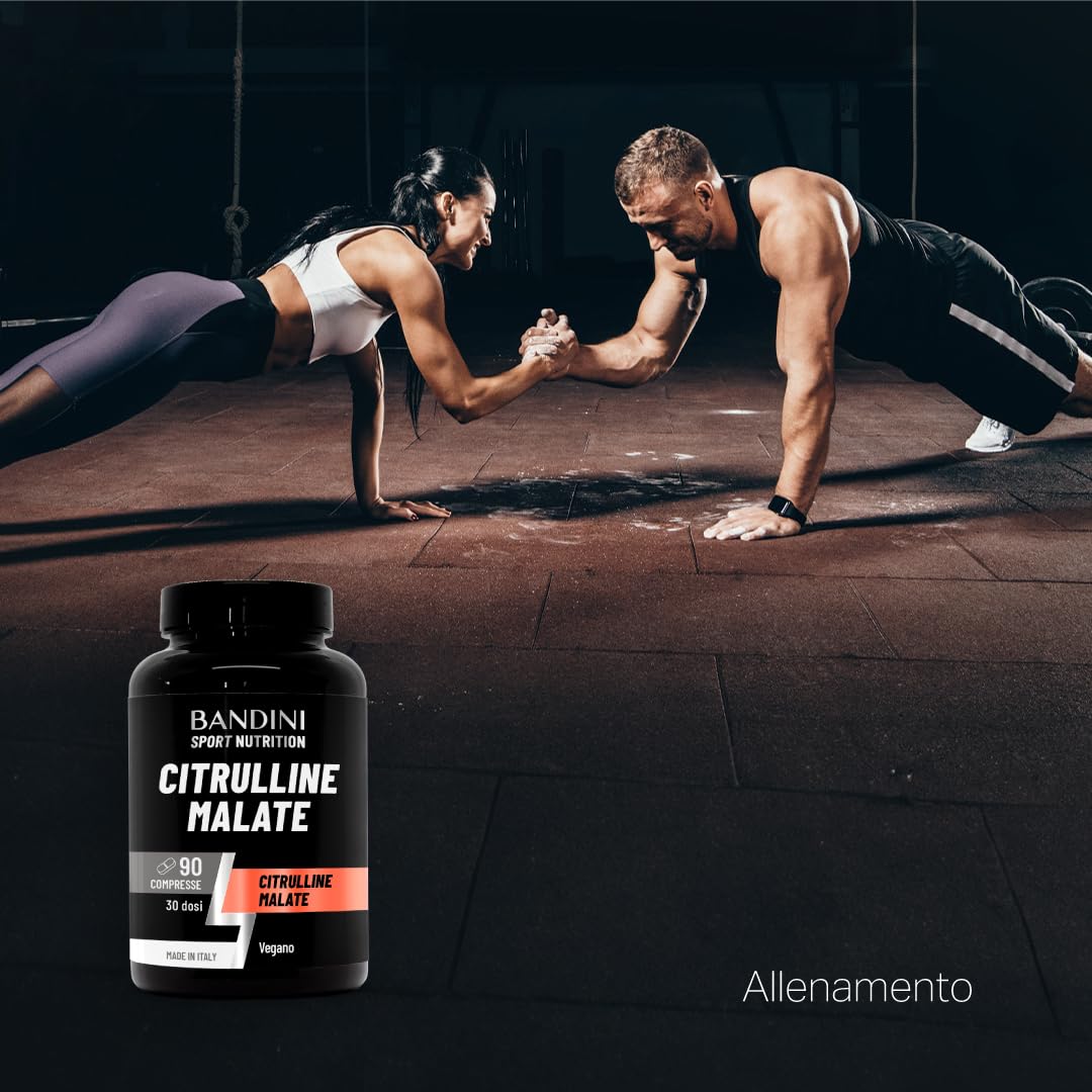 Bandini® CITRULLINE MALATE 90 Compresse 3000 mg per Dose Giornaliera - Dosaggio Extra-Elevato (Copertura 1 mese) - L-Citrullina da fermentazione 100% Vegan - Citrullina per Atleti e Culturisti