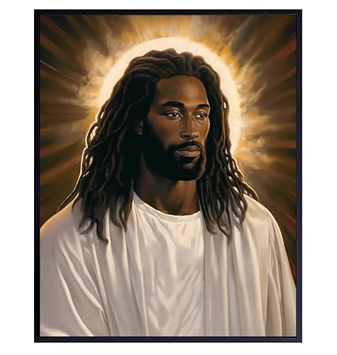 Miniatura 1 de Jesus Wall Decor for Black Men - Christian Wall Art Jesus Poster for Women - Bible Verse Black Art Man cave Decor - masculine Religious Wall Art -