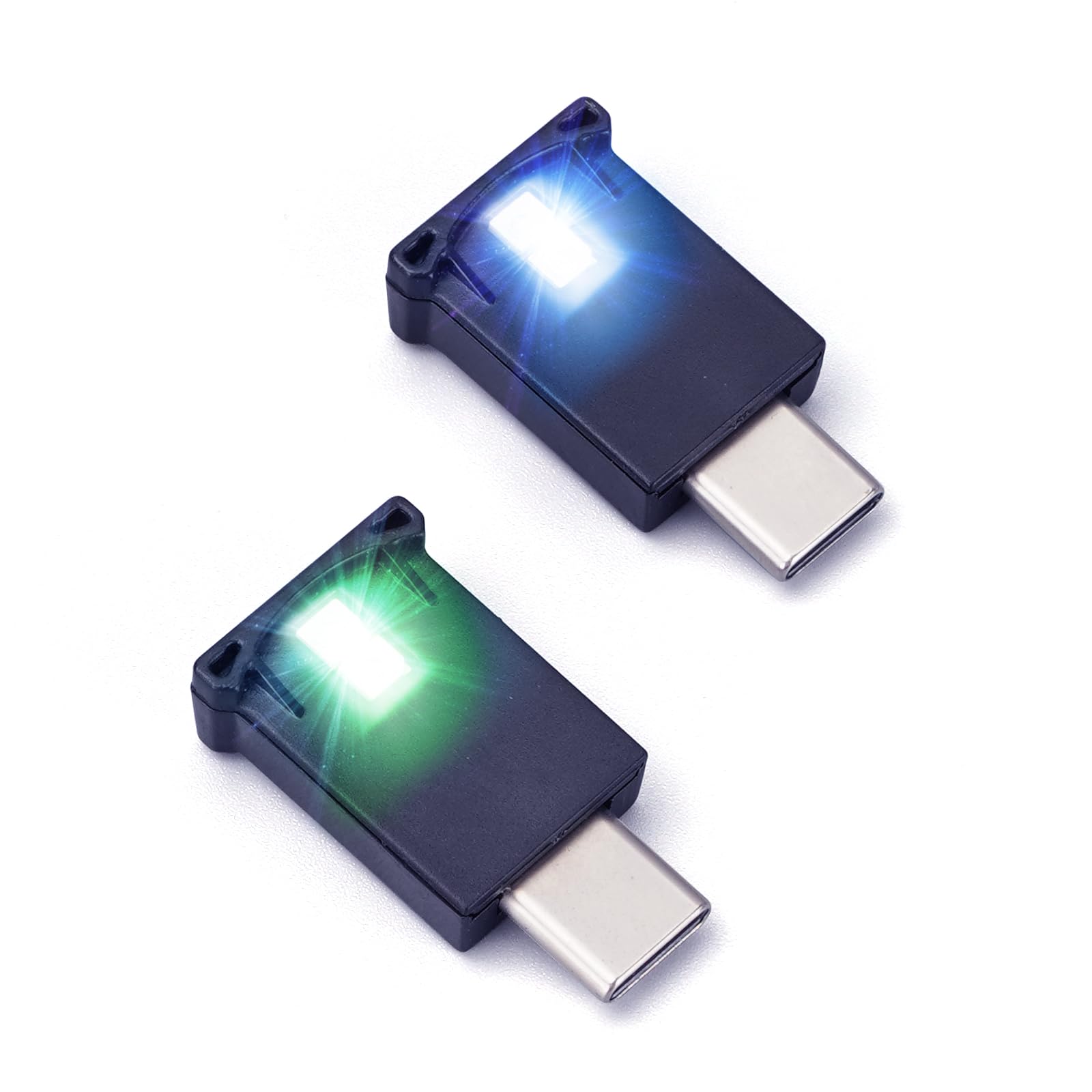 Mini USB Type C LED RGB Light Brightness Adjustable 8 Color Changeable for Car, Laptop, Keyboard. Atmosphere Smart Type-C Night Lamp for Home Decoration (Quantity: 2)