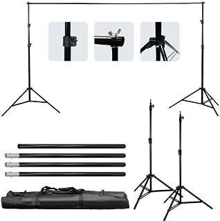 Bonnlo 2x3m/6.5x9.8ft Backdrop Support Stand with Carry Bag Adjustable Background Support Kit for Photography Studio, Birthday or Parties