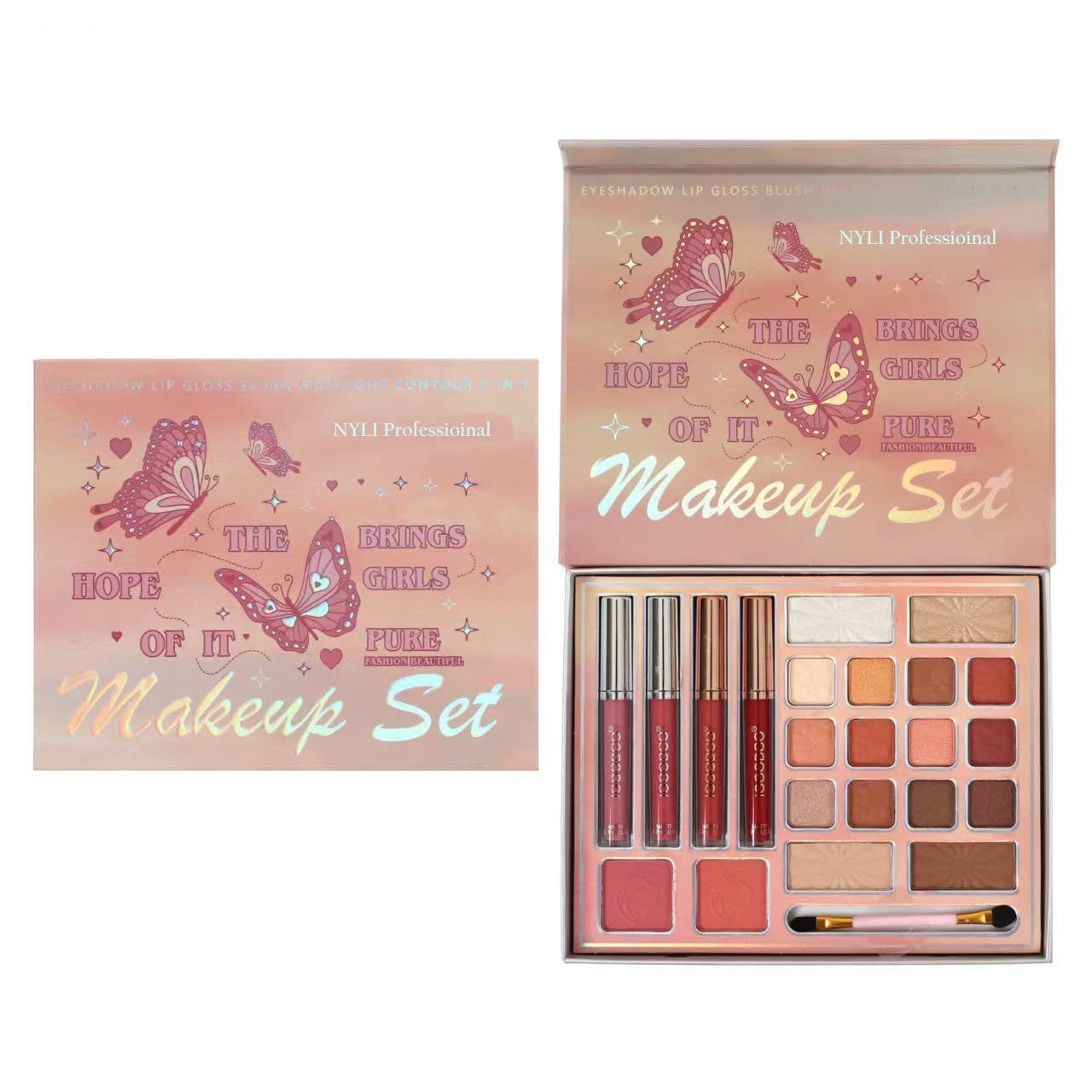 Book Style All-in-One Makeup Kit for Women & Girls – 18 Eyeshadow Shades with Blush, Highlighter, Contour, Concealer & 4 Matte Liquid Lipsticks – Travel Friendly Compact Makeup Palette-image-28