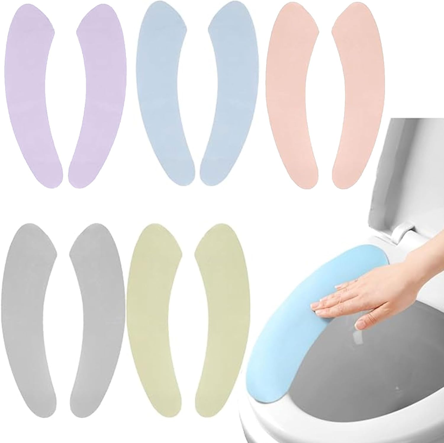 Travel Portable Toilet Mats-5pcs Toilet Seat Cover Set Washable Reusable Toilet Seat Cushions Pasted Toilet pad