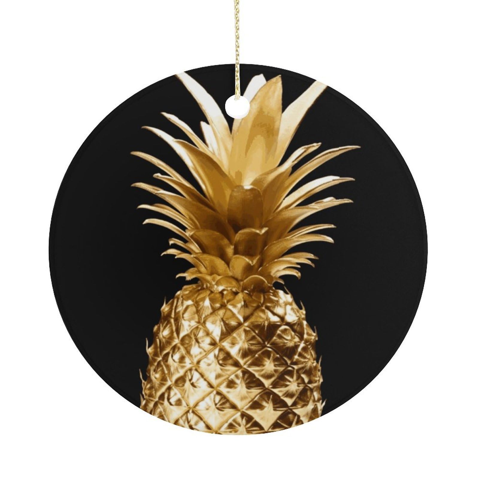 Gold Pineapple Christmas Ornaments Colorful Round Ceramic Ornament Christmas Hanging Decor Christmas Tree Decorations Xmas Keepsake for Women Men Xmas Holiday Party
