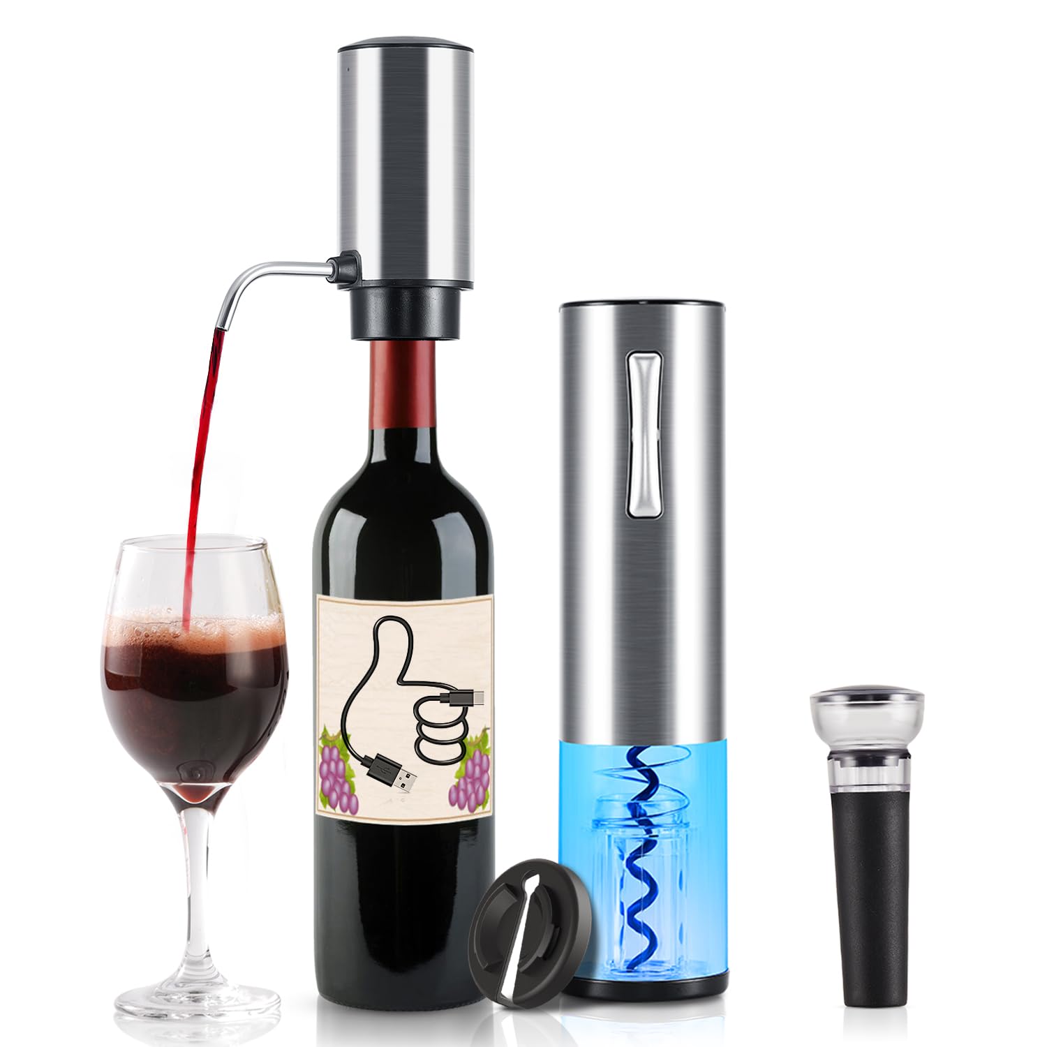 Professionnel Tire Bouchon Electrique, 5 en 1 Ouvre Bouteille ¡§|lectrique Avec Cable de Professionnel Tire Bouchon Electrique, 5 en 1 Ouvre Bouteille ¡§|lectrique Avec Cable de