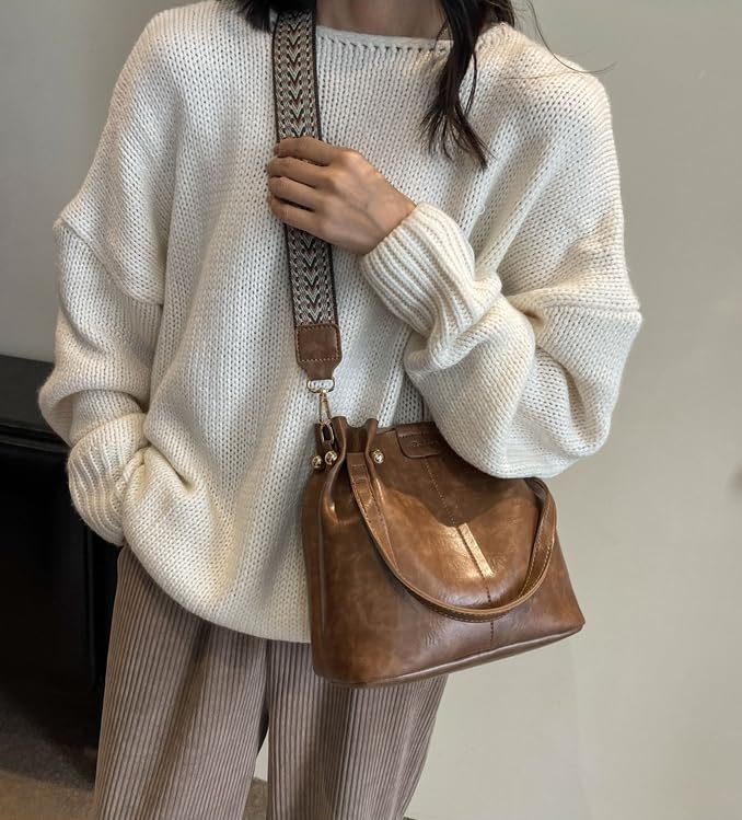 Image of Hobo Bags for Women Crossbody Purses and Handbags Bucket Purse Faux Leather with Detachable Long Strap