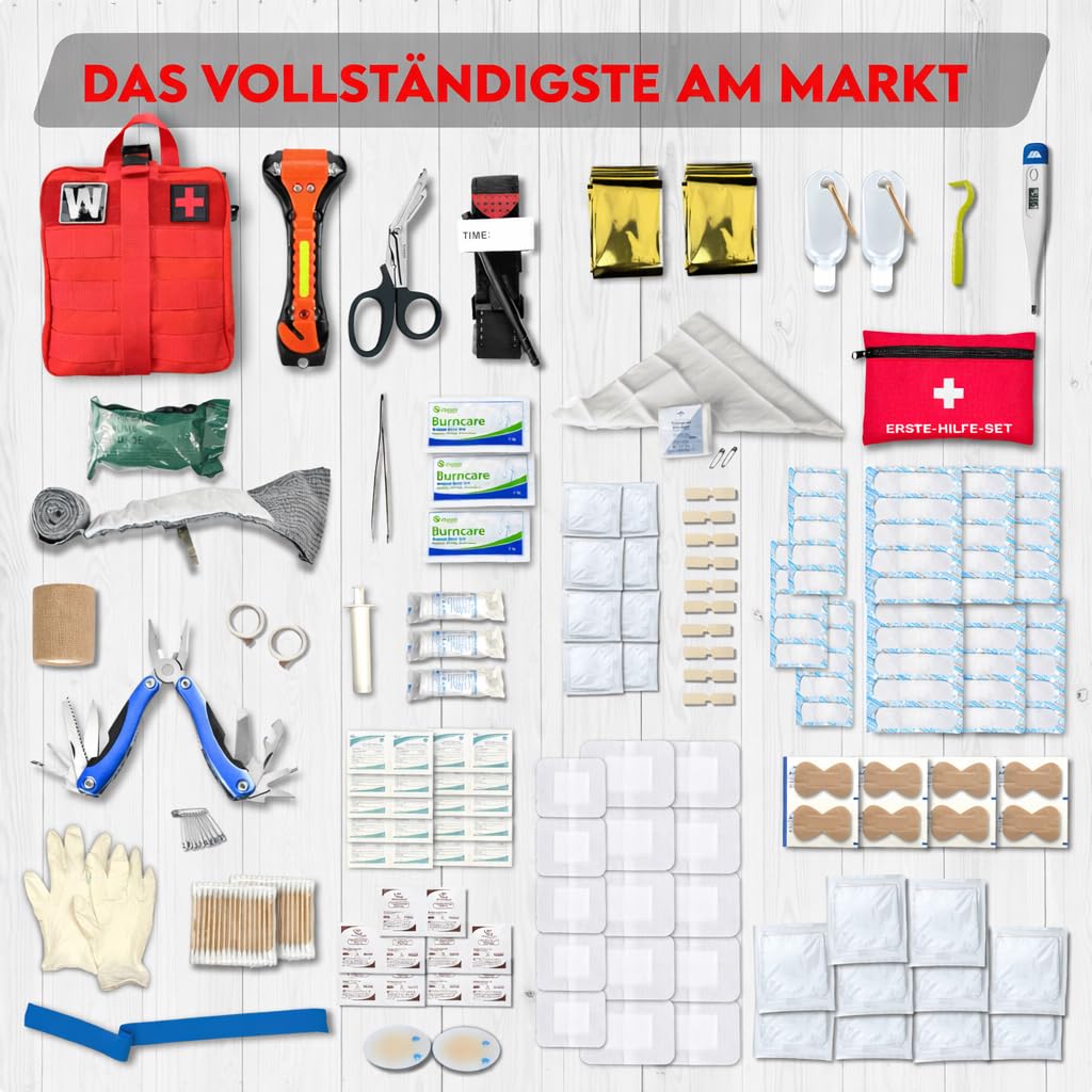 WONCROW ® Erste Hilfe Set + Mini Reiseapotheke - Auto Verbandskasten, Notfall Ausrüstung, Motorrad Zubehör - Notfalltasche Gefüllt Fahrrad Verbandtasche Hausapotheke Tasche Koffer First Aid Kit Car