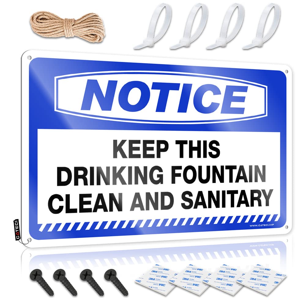HELIOFORGE Hot Beer Tin Sign Notice Keep This Drinking Fountain Clean And Sanitary Tin Sign Backyard Bar Sign Tin Bar Signs(30X40CM)