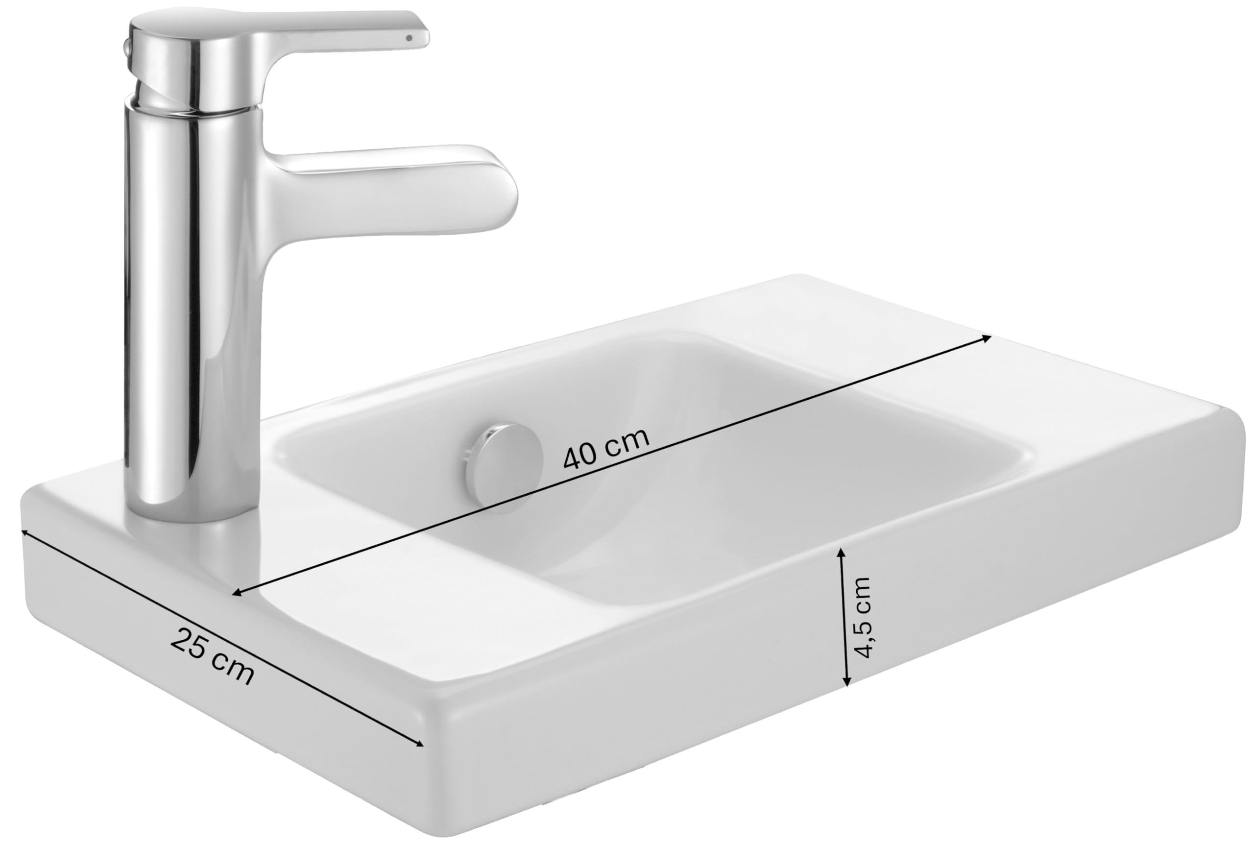 JACOB DELAFON Lavamanos cerámico de 40x25cm Orificio para grifería a izquierda Incluye embellecedor de rebosadero y fijaciones Fácil limpieza Color Blanzco Odéon Up E4759G-00