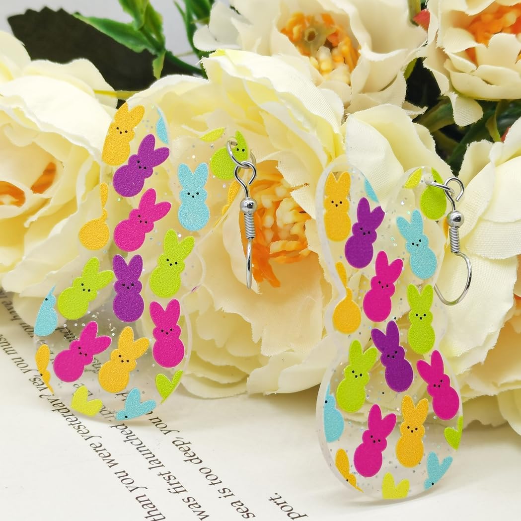 Easter Earrings for Women Cute Acrylic Rabbit Earrings Funny Easter Bunny Dangle Earrings Easter Accessories Gifts for Women - Image 4