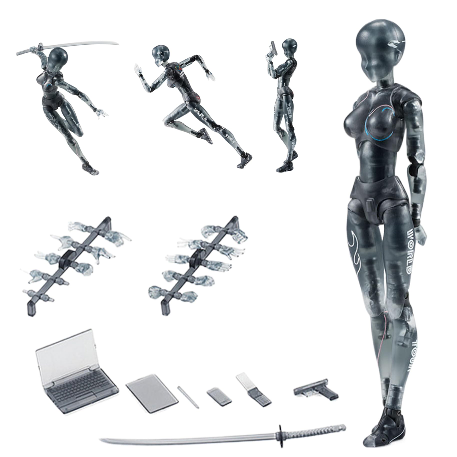 Bonalake Action Figures 5.91in with Inclusive Arm Accessories Movable Gestures Drawing Mannequin Poseable Figure Decorative Action Figure Body for Tabletop Display Shelf (Female) Poseable