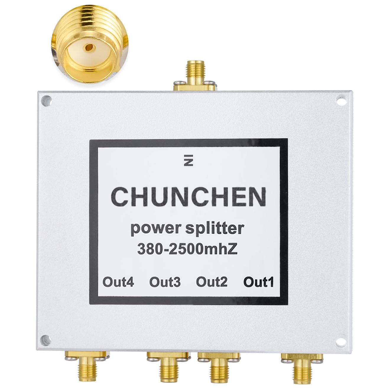 Conector SMA hembra de 4 vías, divisor de potencia de 50 ohmios, divisor de señal de 380 MHz-2500 MHz, divisor de señal de cable, 1 entrada y 4 salidas para cable de antena