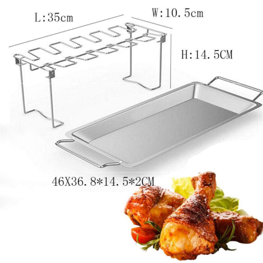 Hähnchenschenkel-Halter Aus Edelstahl – 14 Schlitze, Mit Tropfpfanne, Faltbar, Für Grill, Ofen, Smoker & Picknick