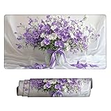 マウスパッド 大型 600 x 300 x 3mm ゲーミングマウスパッド 防水 デスクマット 滑り止めゴム底 おしゃれ キーボードパッド 快適操作性 ゴム底 洗える 耐洗い表面 耐久性 超高密度繊維 仕事 ゲーム オフィス ホーム用 男性用デスクトップアクセサリー （紫の花) o-954