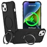 CHAOFEnG Designed for iPhone 14 Case with Magnetic Stand [Military Drop Protection][Compatible with Magnet] Shockproof 14 Phone Case with Ring Holder, Black