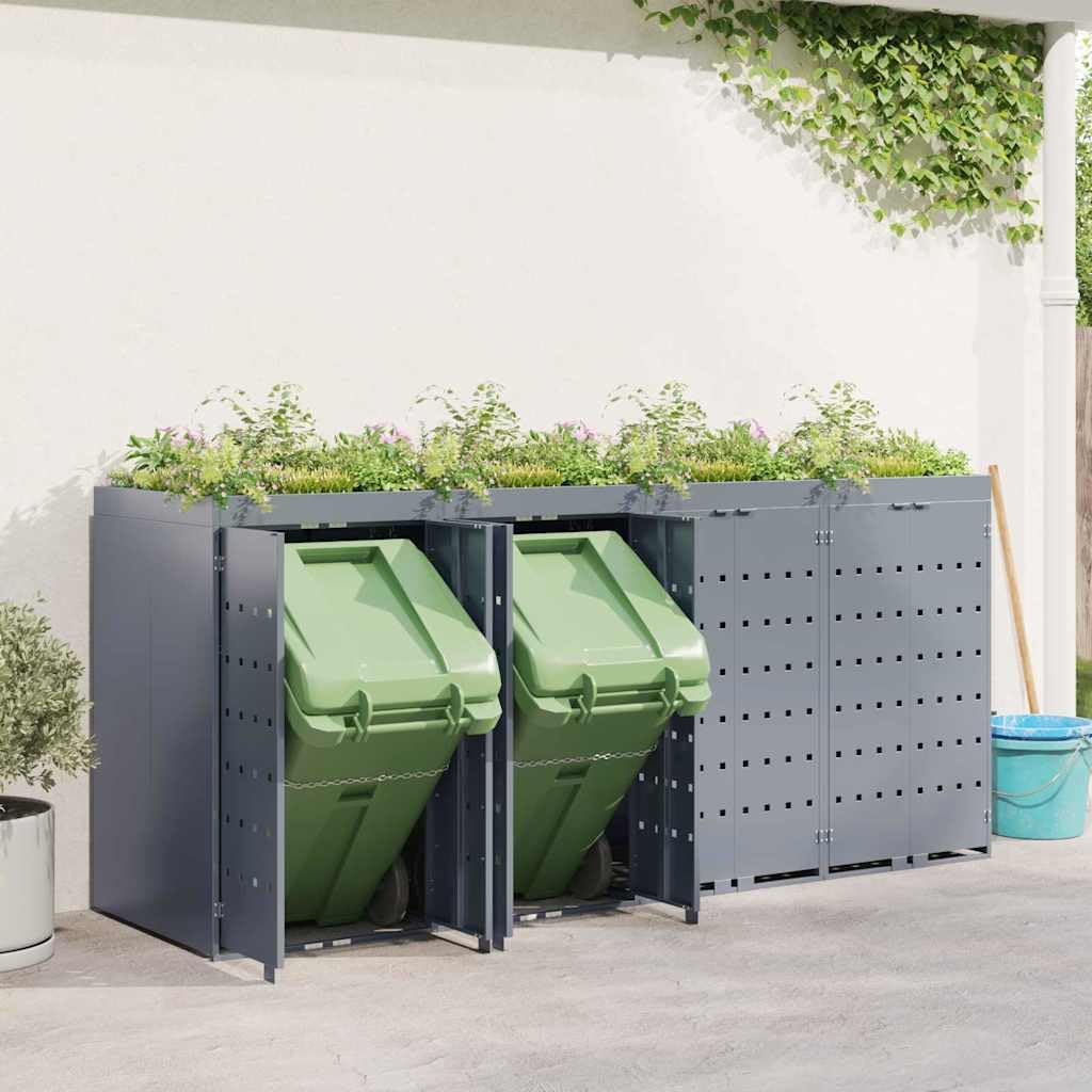 Genérico Almacenamiento de Cubos Wheelie para 4 Cubos Gris Claro,Casa y jardín,Productos del hogar,Accesorios para contenedores de residuos,Soportes para contenedores de residuos-3394750
