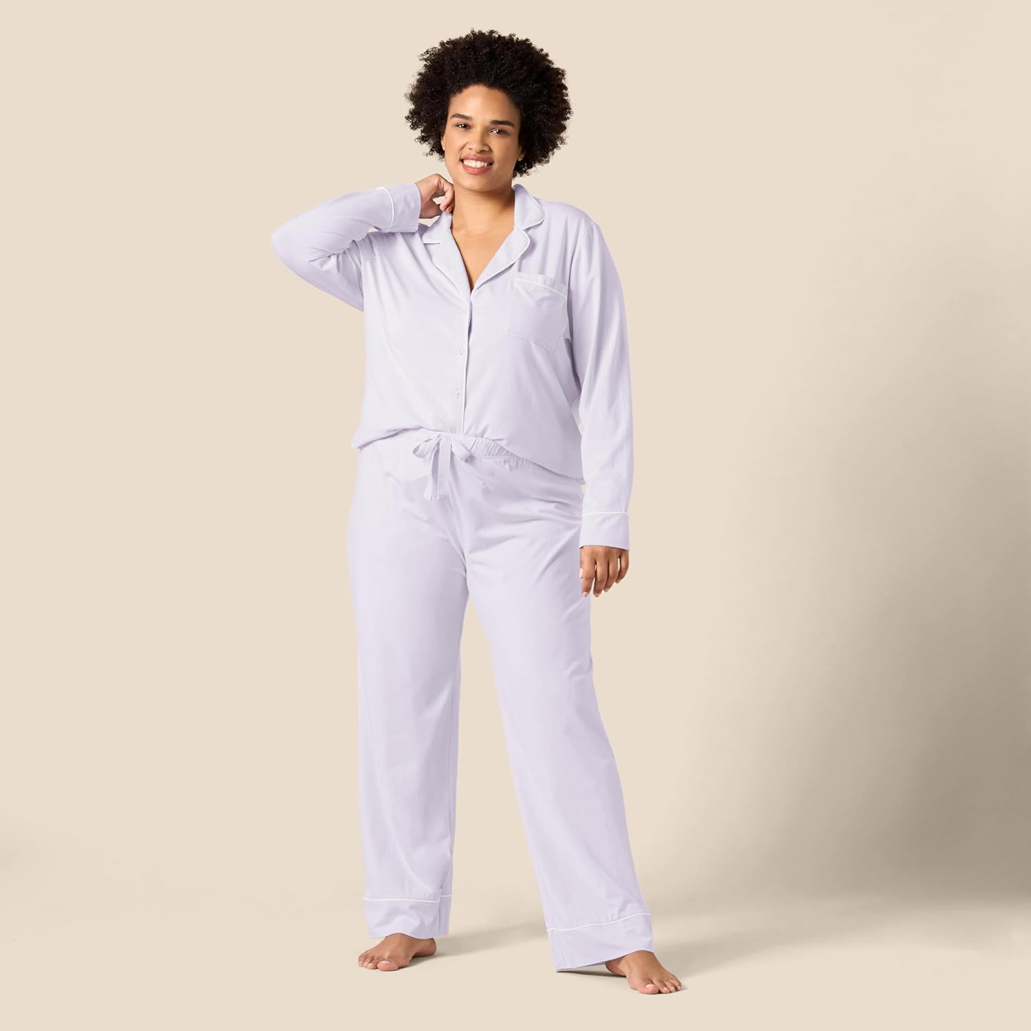 Amazon Essentials Women's Cotton Modal Long-Sleeve Shirt and Full-Length Bottom Pajama Set - Image 6