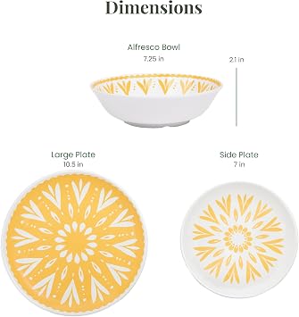 Larder & Vine 12-Piece Melamine Dinnerware Set: Durable, Lightweight, Break-Resistant Plates & Bowls Stylish, Non-Toxic, Dishwasher Safe Ideal for Everyday Use, Indoor & Outdoor Dining Floral
