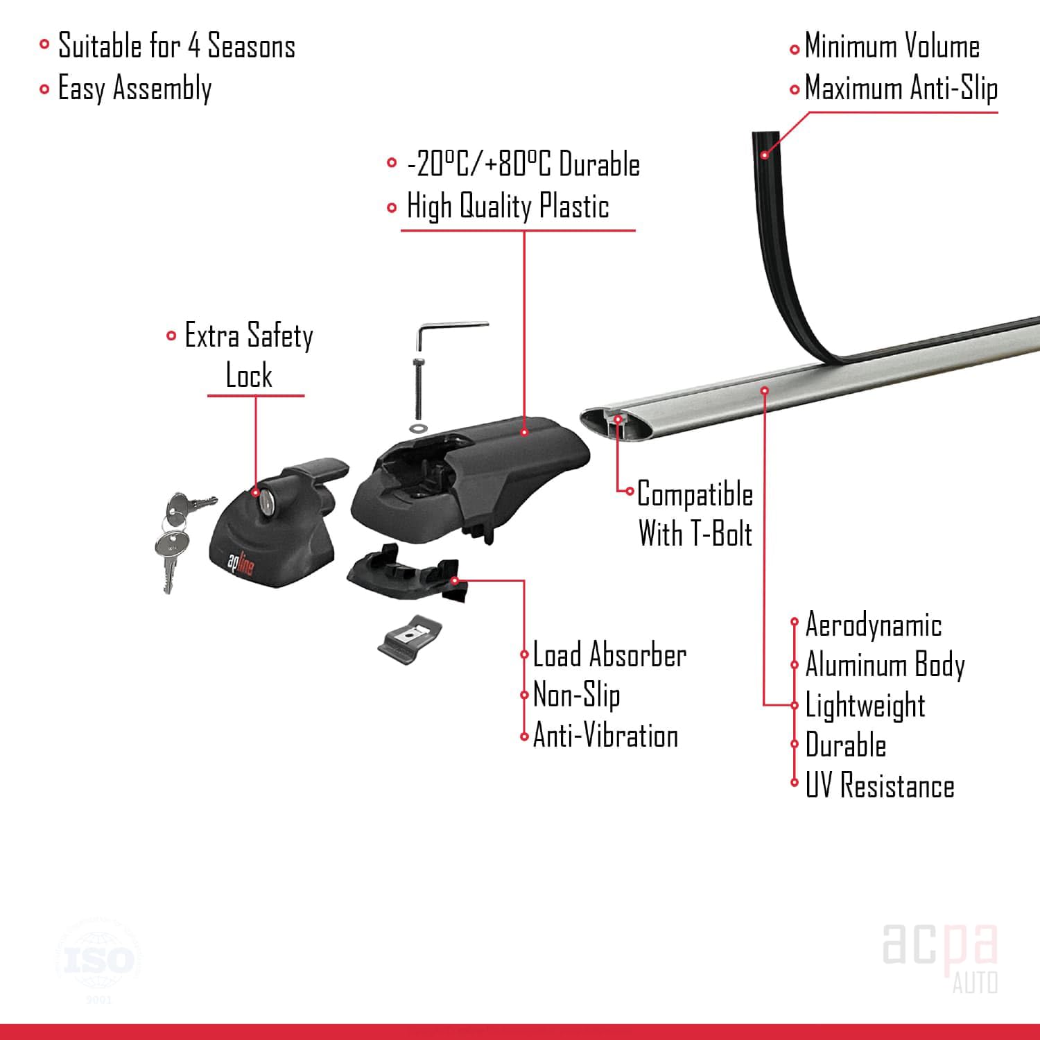 Compatible con Dacia Bigster 2025-2026 Ace-1 Barras de Techo Auto Portaequipajes Barras Transversales Gris Aluminio 2 Barras
