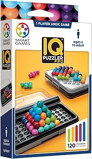 SmartGames IQ Puzzler Pro, a Travel Game for Kids and Adults, a Cognitive Skill-Building Brain Game - Brain Teaser for Ages 6 & Up, 120 Challenges in Travel-Friendly Case.