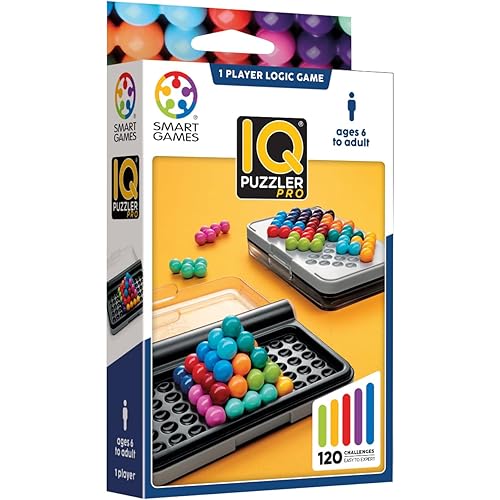 SmartGames IQ Puzzler Pro | Boost Logic and Problem Solving Skills | Level Up with 120 2D and 3D Challenges from Easy to Expert | Great for Ages 6 - Adult | A Fun Travel Game in a Portable Case