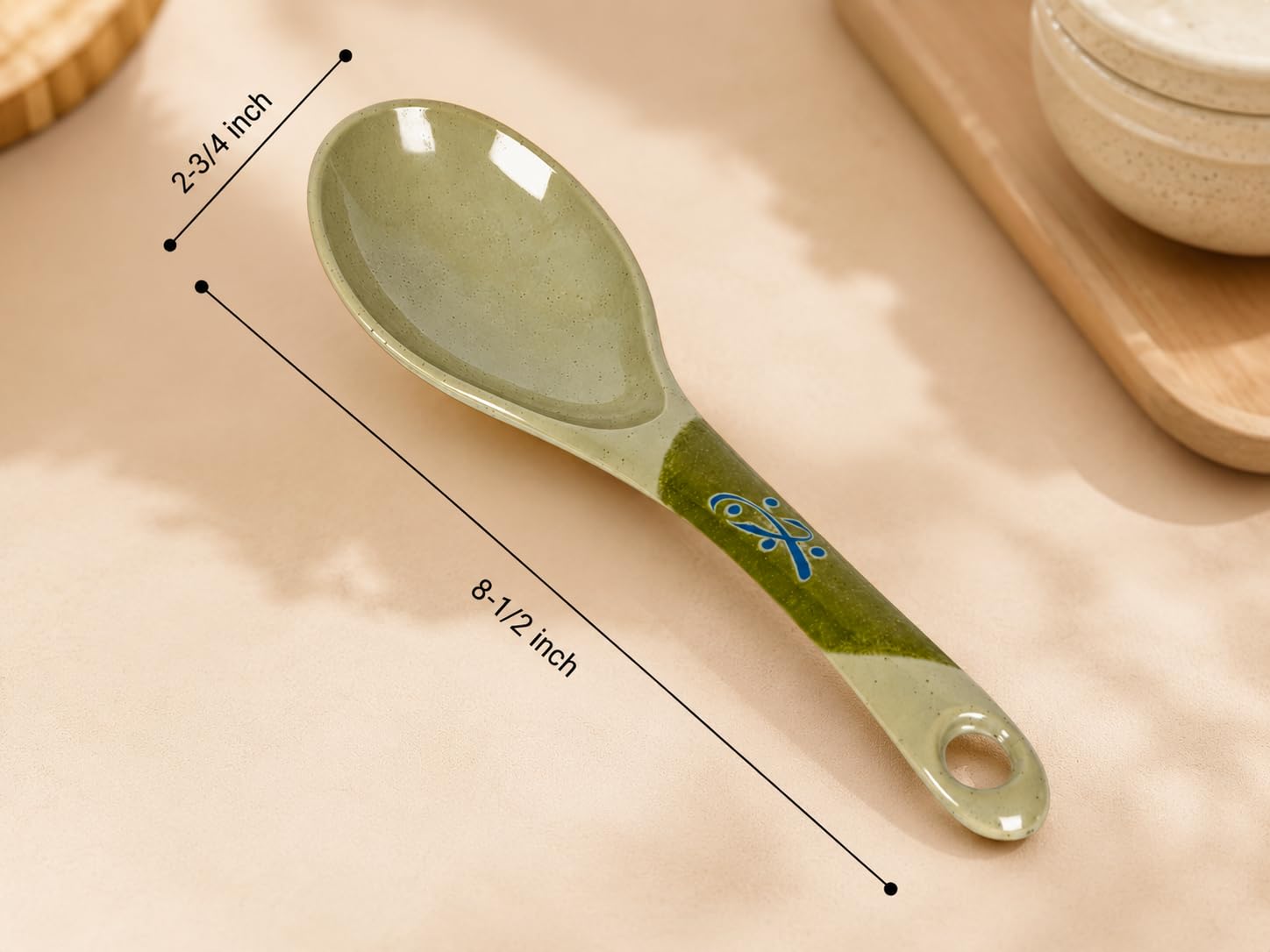 JapanBargain, Servierlöffel, japanische Suppen-Servierlöffel, chinesische Suppe, Servierlöffel, Reis, Servierlöffel, Tisch-Servierlöffel, grüne Farbe, 4 Stück