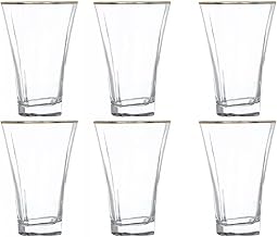 فنجان شاي من زجاج نقي بحواف ذهبية، طقم من 6 فناجين، 001316