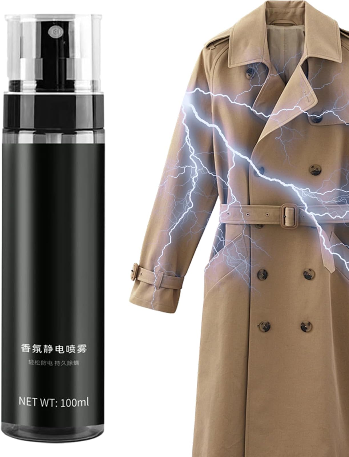 Anti-Static Spray - Travel Size Spray - Fabric Static Remover - 100ml Anti-Static Sprays | for Clothes, Fabrics, Sheets, Sweaters, Hair, Strong Static Removal, Quick Refresh, Portable and Easy for Tra