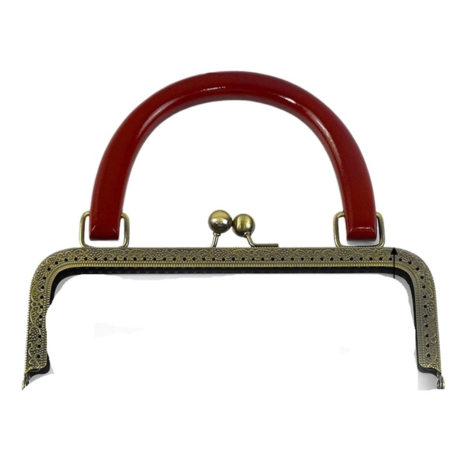 Marcos de monedero cuadrados Metal en relieve/lisos, 20/25cm, cierre beso, mango madera, bolsas DIY, soportes costura, marco billetera con tornillo Para bolsos DIY(Coffee-Emboss-20cm,2Pcs)