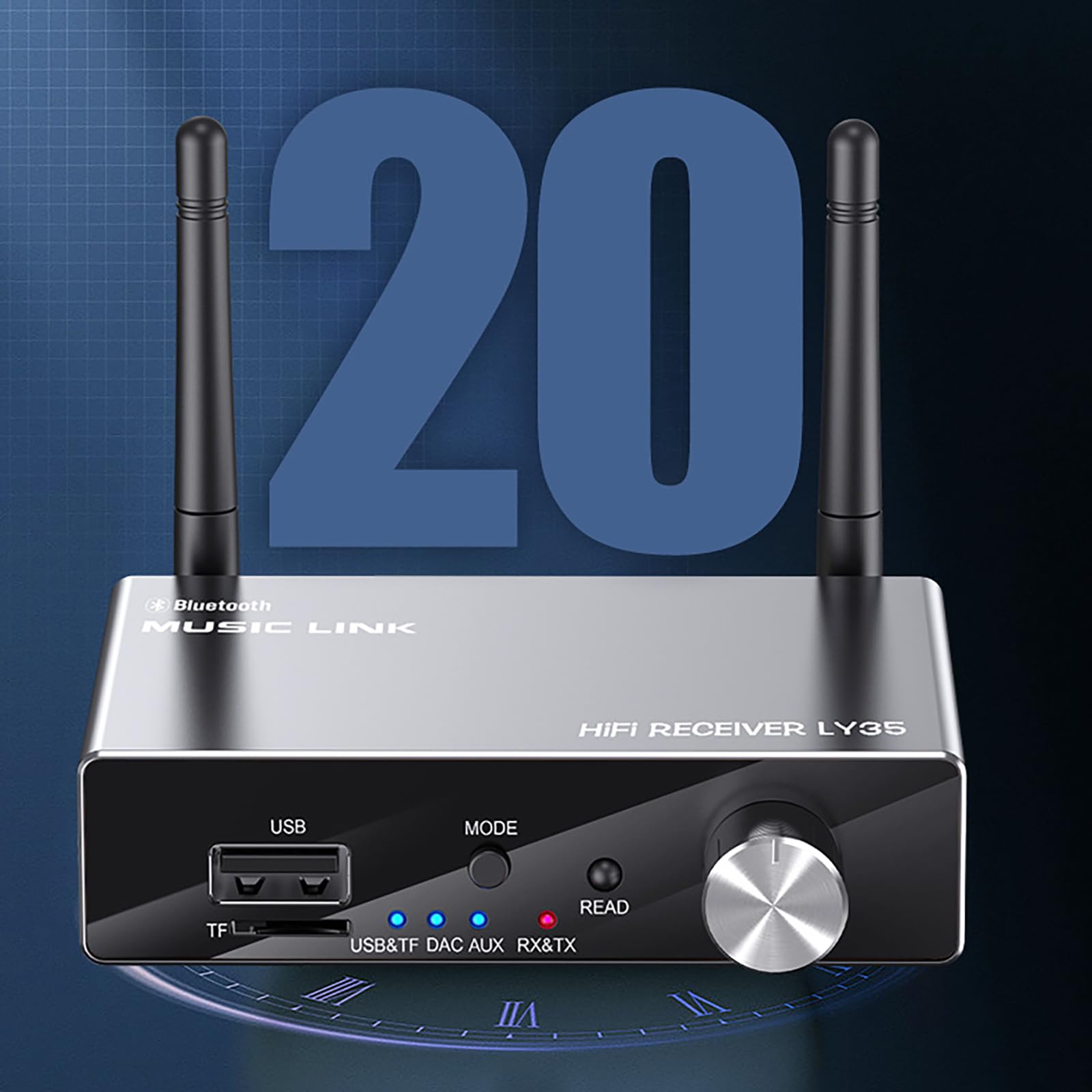 Transmetteur récepteur Bluetooth 5.3 avec télécommande et fonction convertisseur audio DAC pour stéréo domestique
