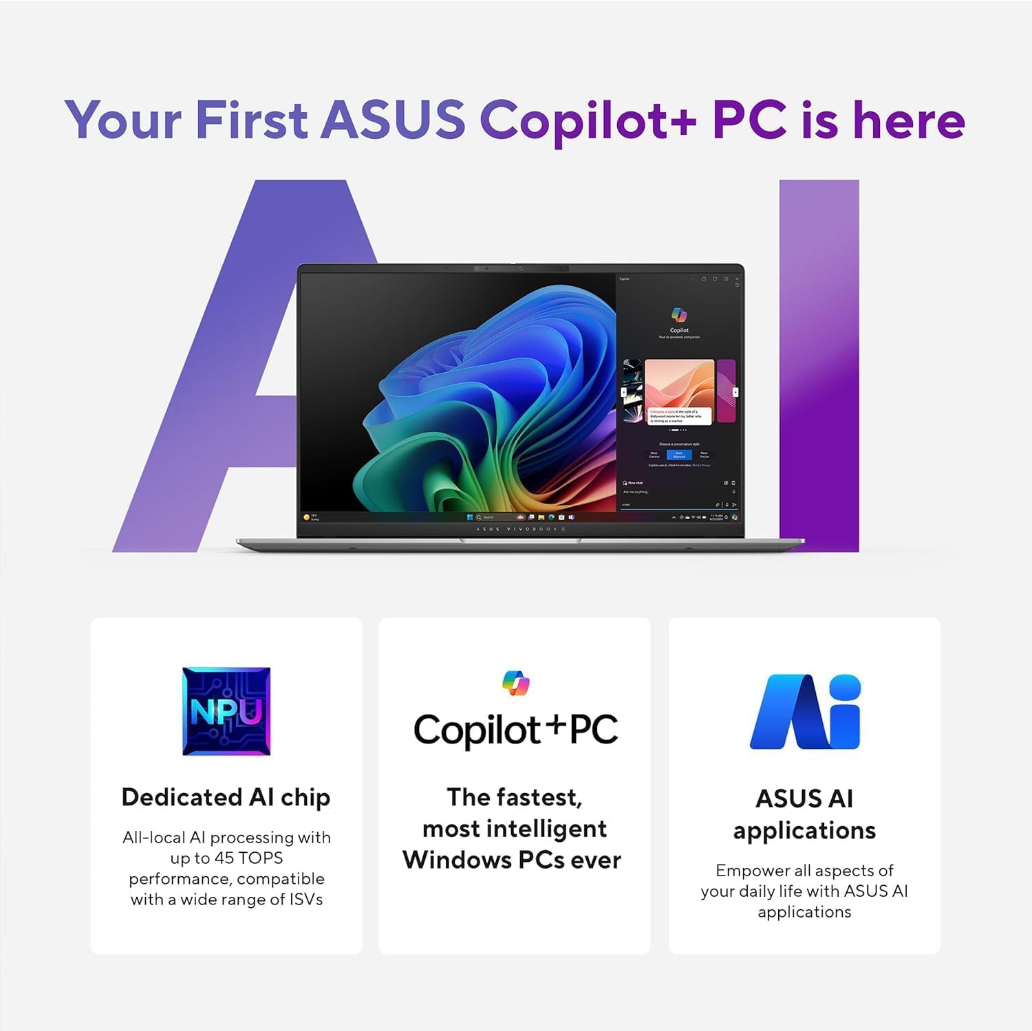ASUS Vivobook S 15・3K有機ELディスプレイ ASUS Vivobook S 15 3K OLED Laptop Copilot+ Snapdragon X Plus 16GB