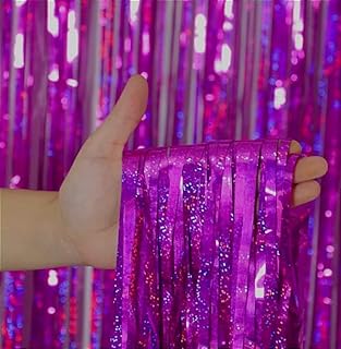 Cortina Metálica Holografica Decorativa 2x1 Metros (PINK)