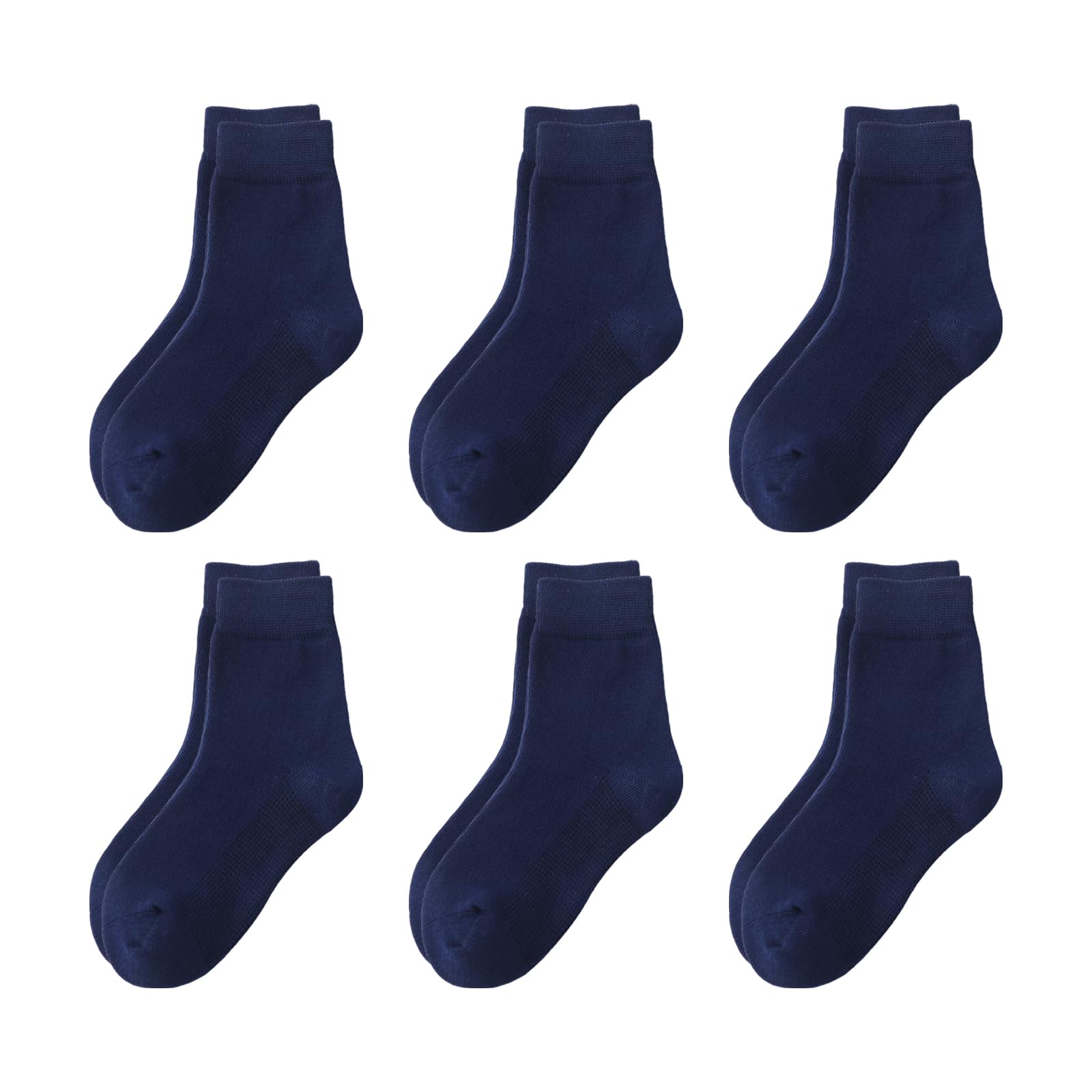 Boys & Girls Seamless Cotton Socks - 6 Pairs Dress & Uniform Socks for Kids 3-14 Years