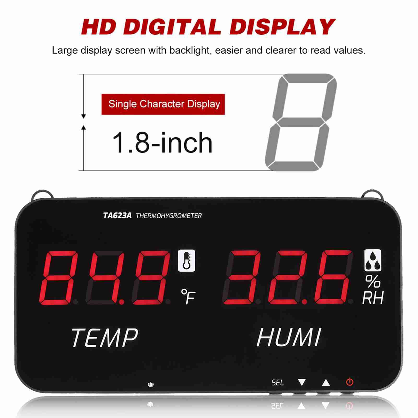 Medidor de Humedad y Temperatura Industrial, Pantalla Digital LED con Salida de Alarma y Soporte de Pared para Higrómetro Interior y Exterior (Negra)
