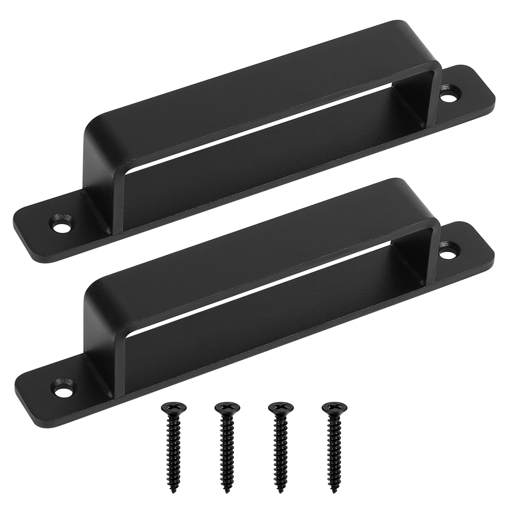 HAOCHEN Heavy Duty Vintage Cast Iron Door Handles, Set of 2, Black, Ideal for Outdoors, Garage, Wardrobe and Indoor Use (186 mm/7.3 inches)