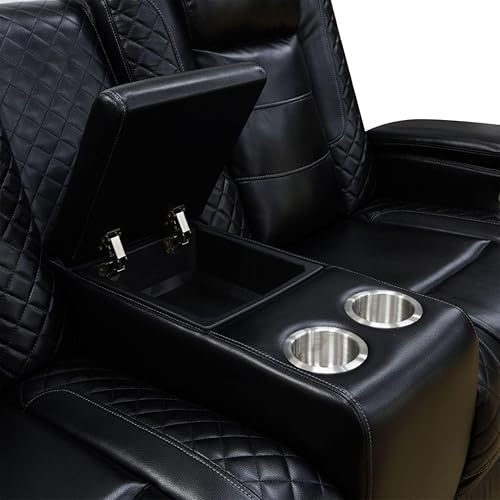 Miniatura 7 de Juego de sofá reclinable eléctrico de cuero con LED, juego de muebles de sala de estar, juego de sofá de cuero con puerto USB, consola de