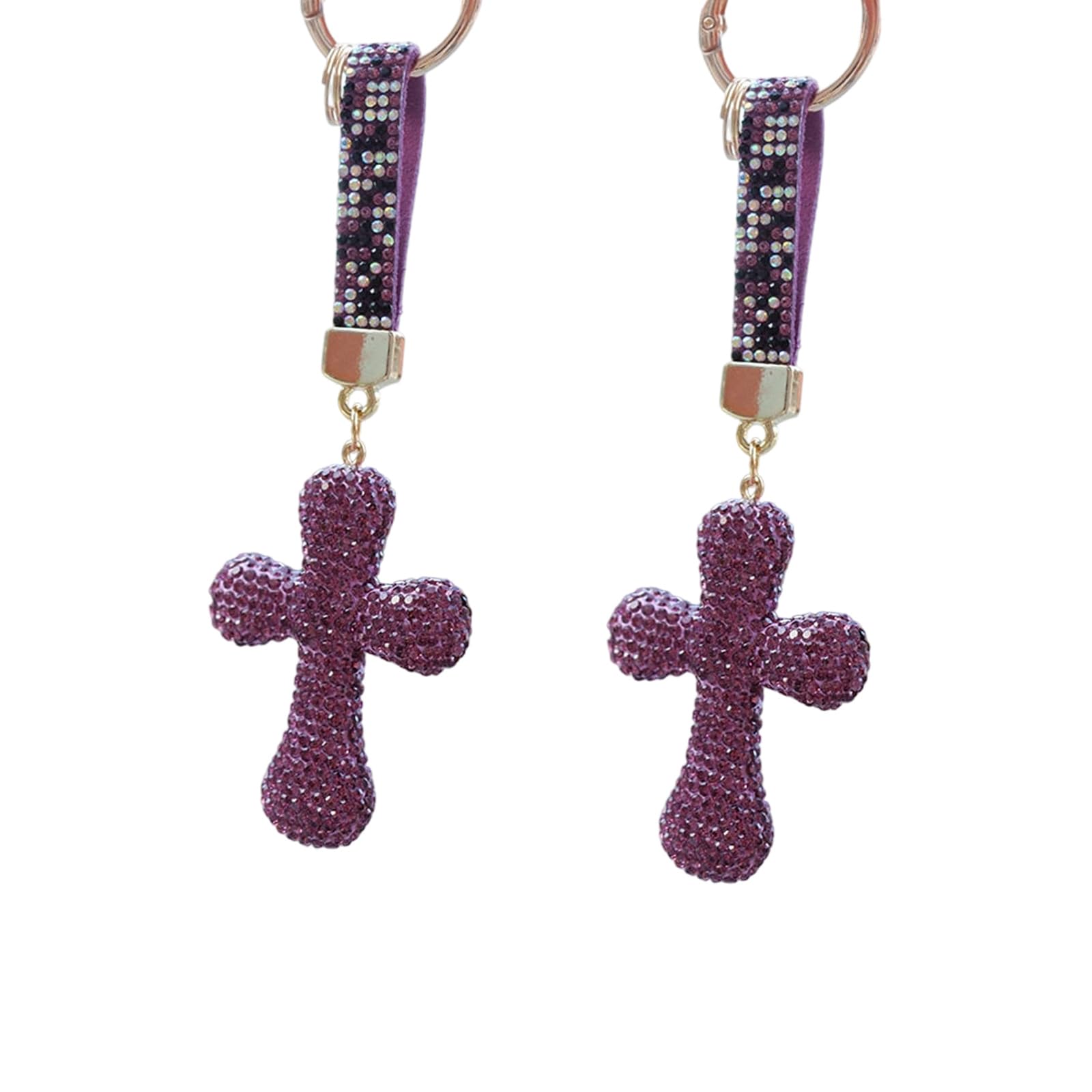 APGLSXY Blessed & Holy Crosses Keychain Keyring Crystal Rhinestones Car Bag Purse Charm Pendant Car Rings Jewelry for Women Blessed & Holy Crosses Keychain