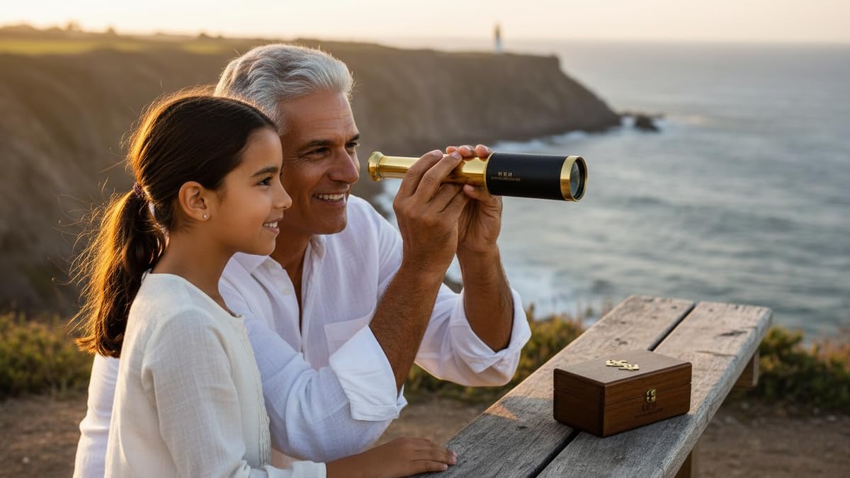 ITDC 6" Handheld Brass Telescope with Wooden Box - Pirate Navigation 2