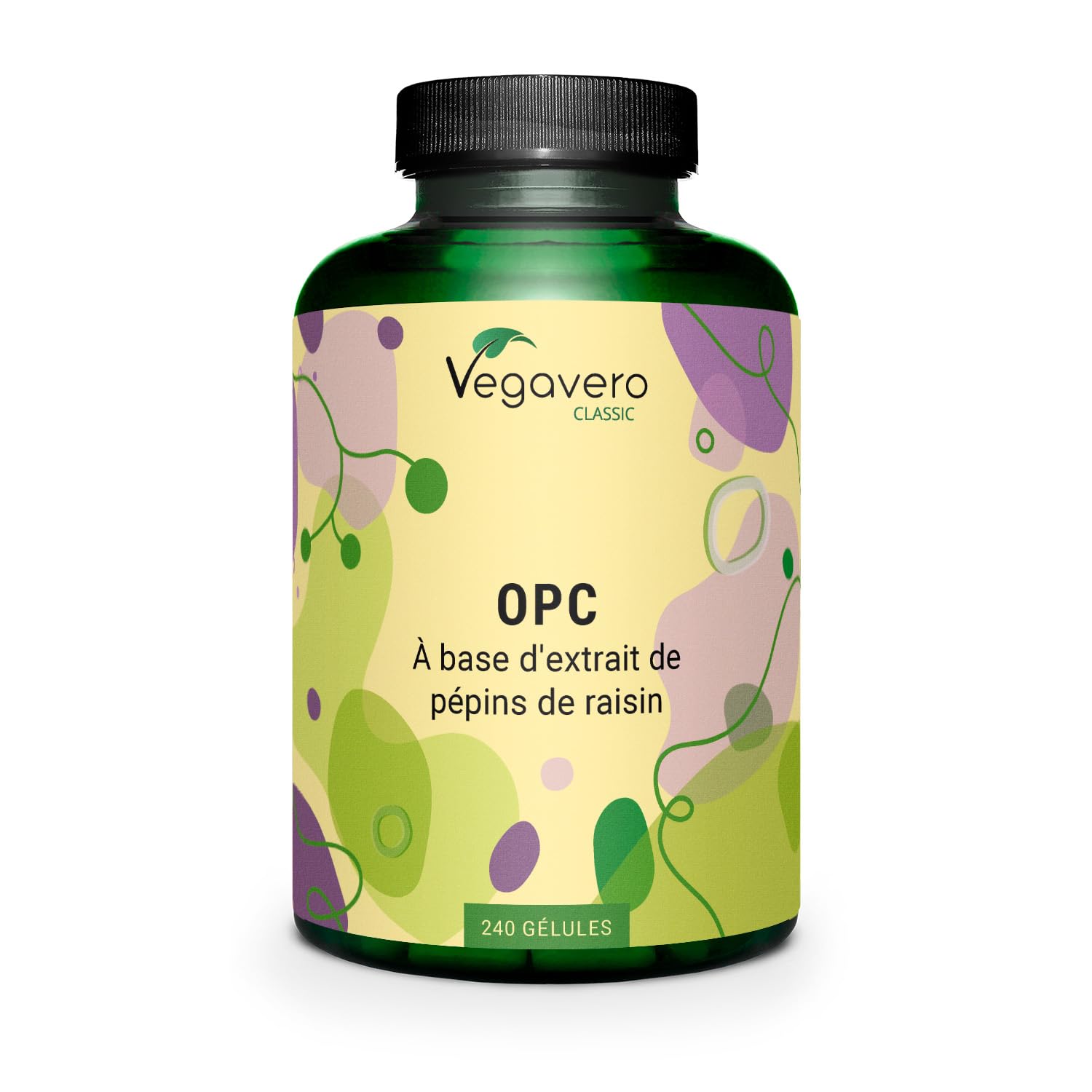 OPC Vegavero® | Extrait de Pépins de Raisin – Origine FRANCE | Pour 8 Mois | Antioxydant Puissant | Avec Proanthocyanidine (Polyphenol) | Sans Additifs & Testé en Laboratoire | Vegan