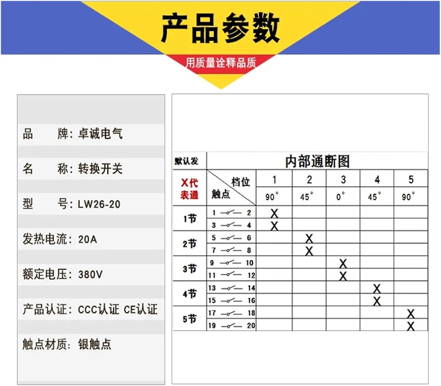 YMW26 LW26-20/5M Dual line Five Group 5-Position 20A Power Switch Signal Waterproof Box