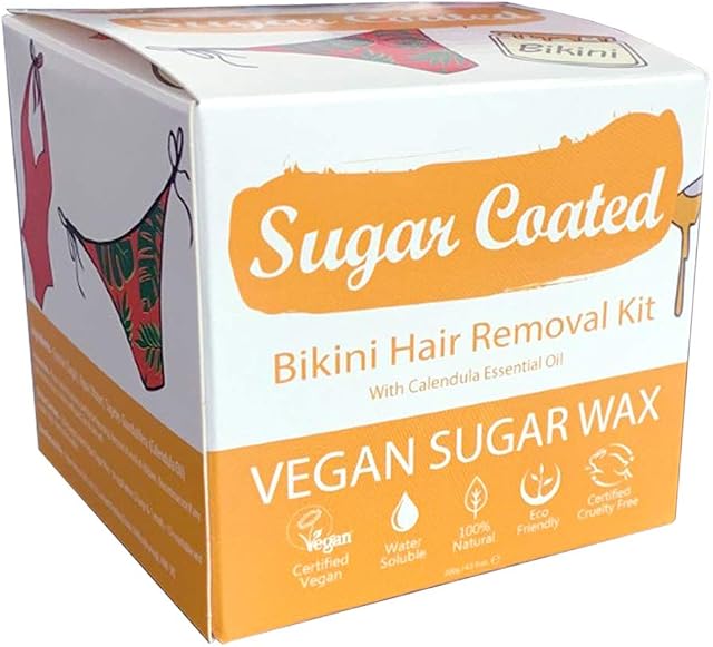 Sugar Coated Hair Removal Wax Kit for Bikini Line, Sugar Wax for Hair Removal, Vegan Friendly Sugar Wax, Organic Sugar Wax, Containing Essential Calendula Oil, 1 x 200g
