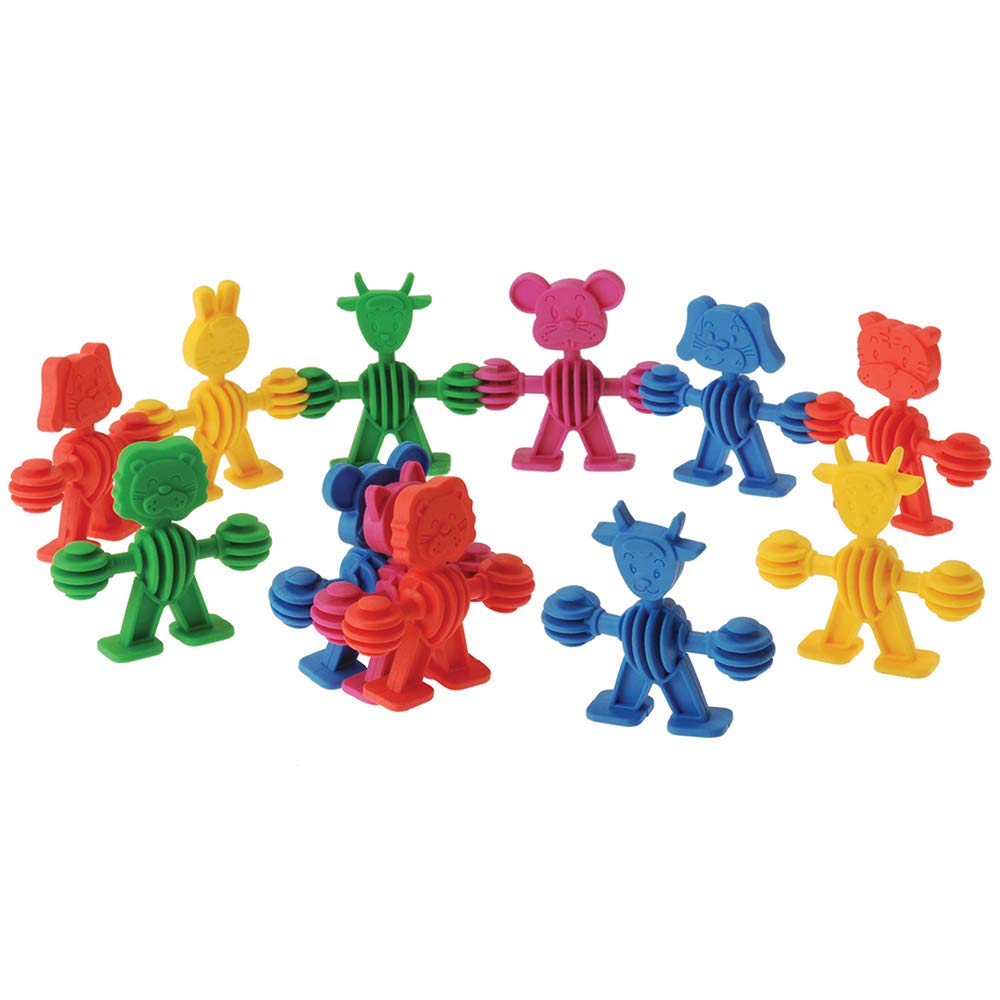 Constructive Playthings 36 Piece Flexanimals Set Can Build Paw to Paw or Belly to Belly in 5 Colors Allowing Patterning and Sorting for Ages 3 Years and Up