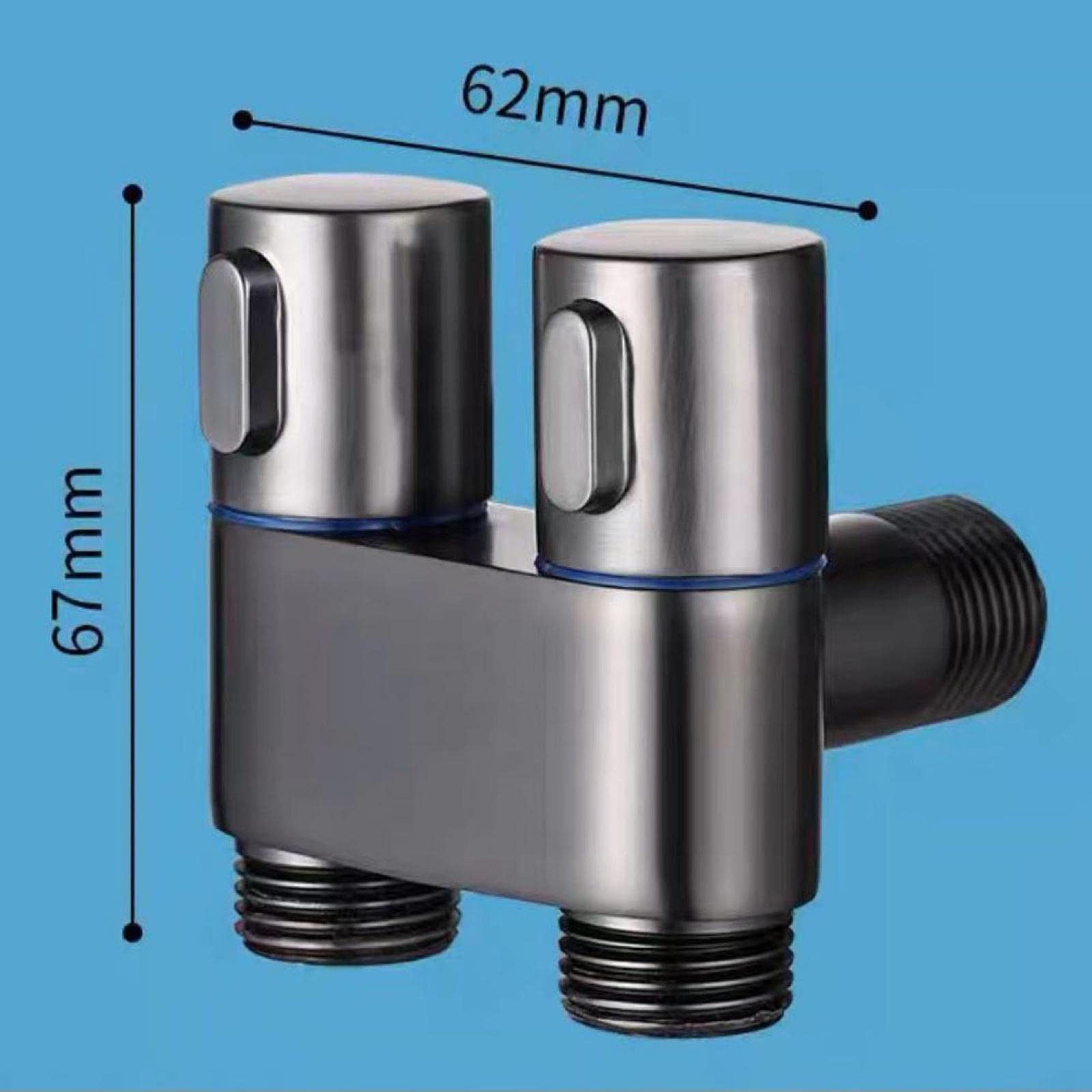 Rubinetto Doppia Uscita G1/2" - Valvola Triangolare Per Lavatrice, Bidet, Doccia, Grigio - Foto 5