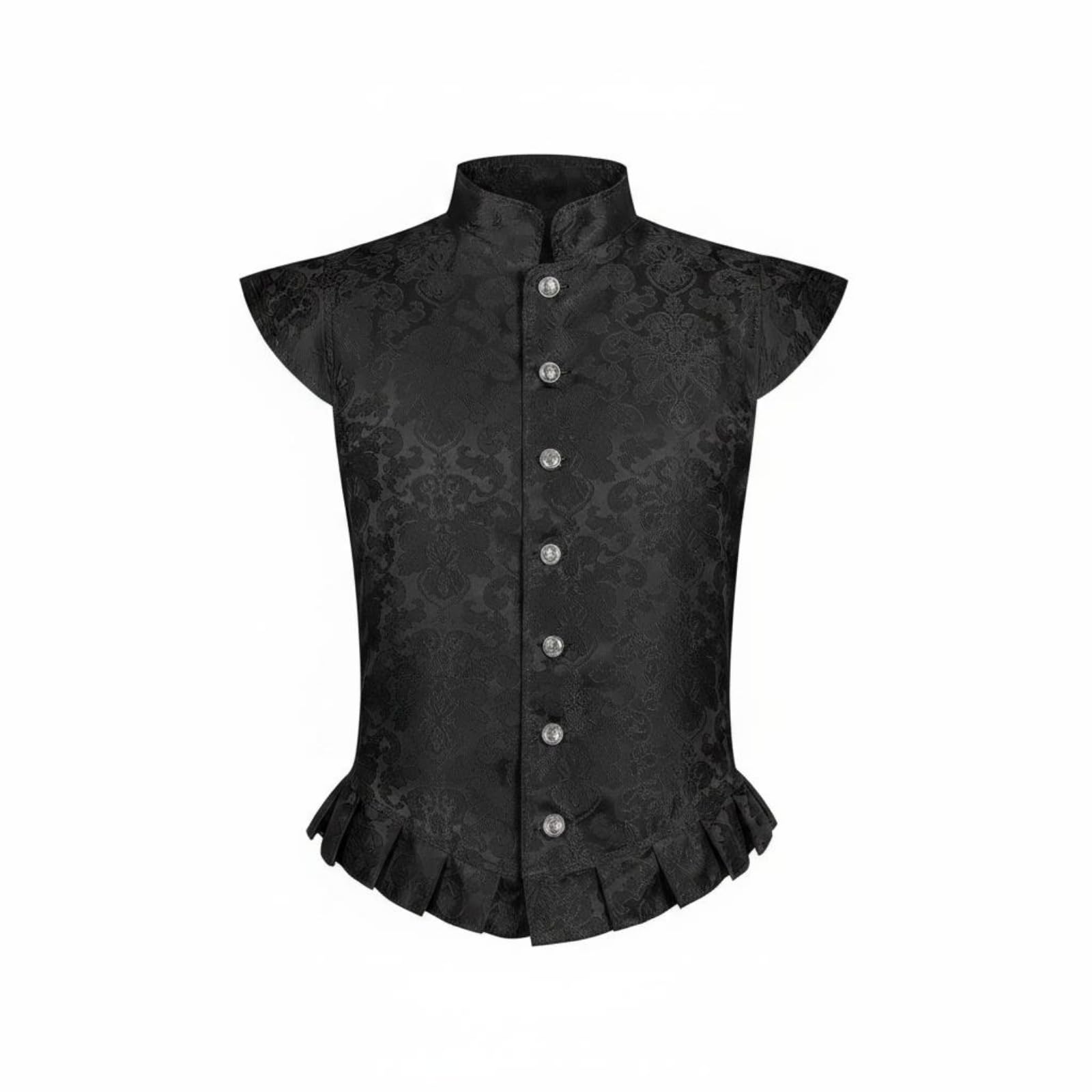 Floral Pattern Tudor Performance Vest Sleeveless Doublet Stand-Up Collar Pirate Waistcoat Button Front For Men, Theater, Party, Black | Tuxedo & Formal Vests Men'S Occasion Wedding-image-10