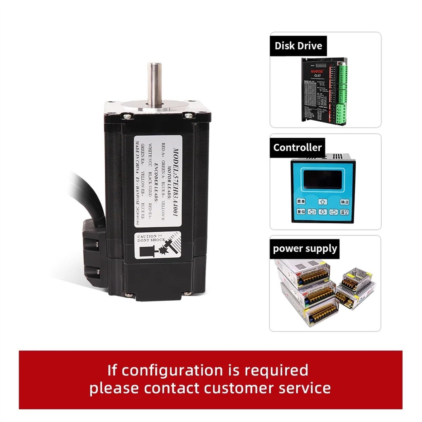 Motor paso a paso, Servomotor paso a híbrido 57EH83A4001 57X83mm Nema23 circuito cerrado 4A 2.6NM 57CME26 servomotor a + CL57 for enrutador CNC