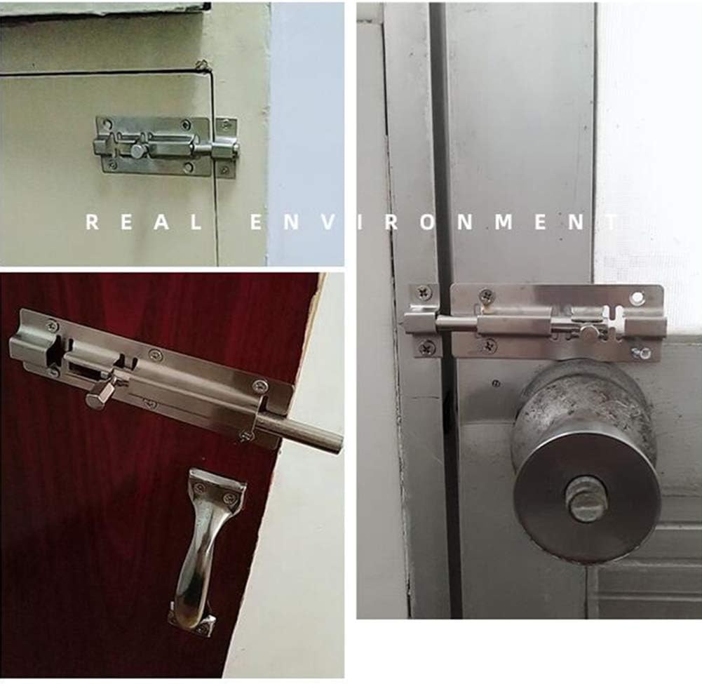 Door Lock,Gate Bolt,Sliding Bolt,Heavy-Duty Stainless Steel Door Latch,Home Anti-Theft Barrel Slide Bolt Door Latches, Security Sliding Latch Lock with Screws(Color:Silver,Size:5 inch)