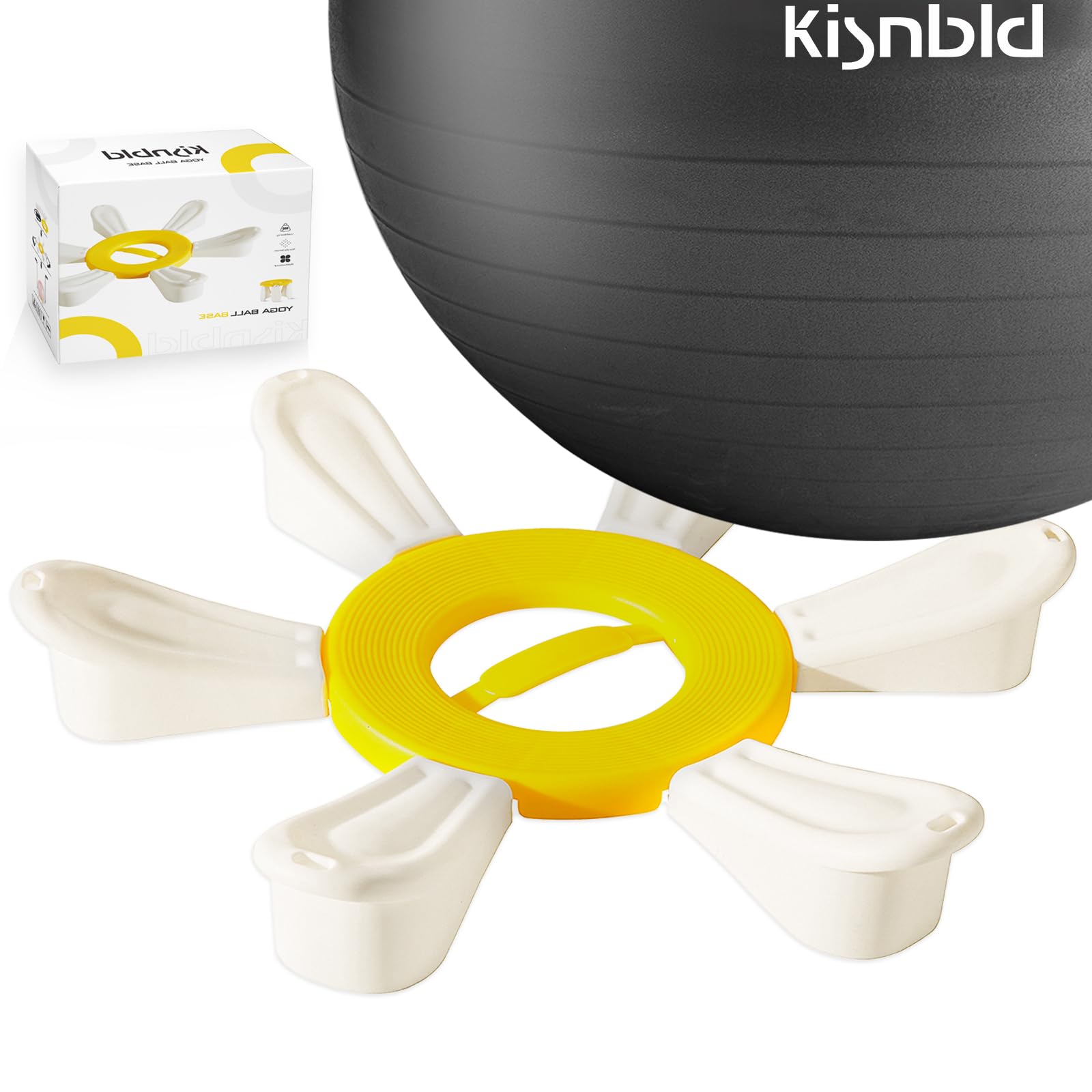 kisnbld Exercise Ball with Base, Daisy Shaped Yoga Ball Base with Resistance Bands, Use for Pregnancy Exercises, Workout Routine & Office Ball Chair