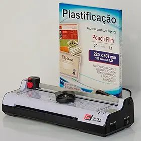 Plastificadora 3x1 110v + 50 Plásticos para Plastificação A4 0,05 125 micras