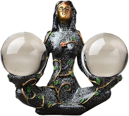 WNJZ Figura artística de la Madre Tierra, soporte para bolas, base de soporte diseñada para bricolaje, decoración de bola de cristal para exhibición
